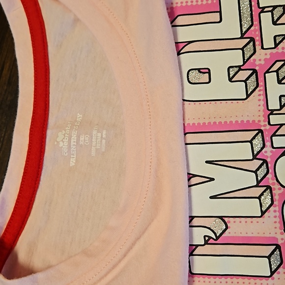 💖5/$15 Girls Valentine's Text T-shirt XXL 18 - Picture 3 of 4